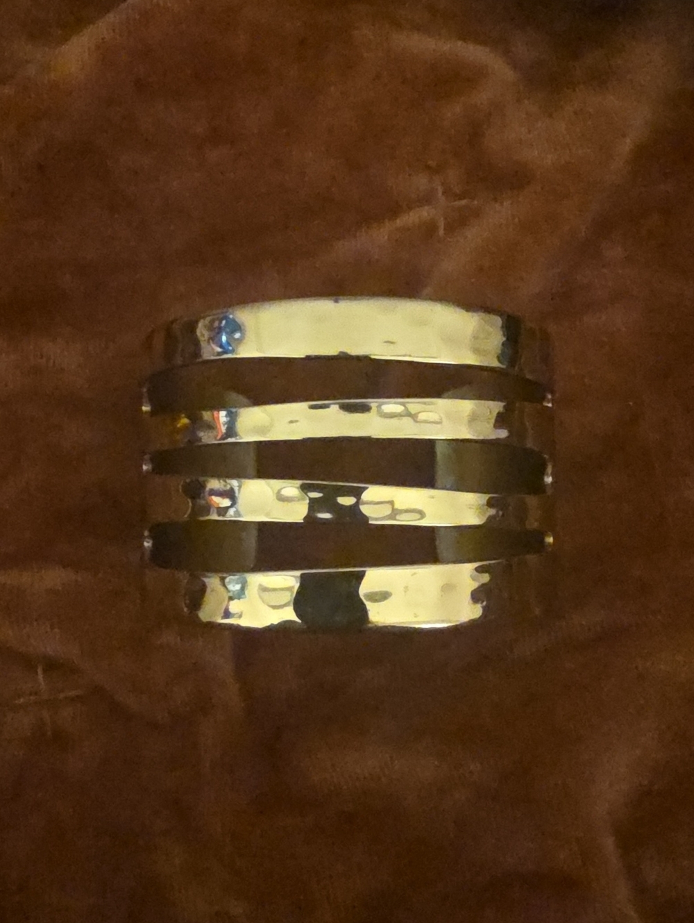 Rustic Cuff Hammered Gold-Tone Wide Cuff Bracelet